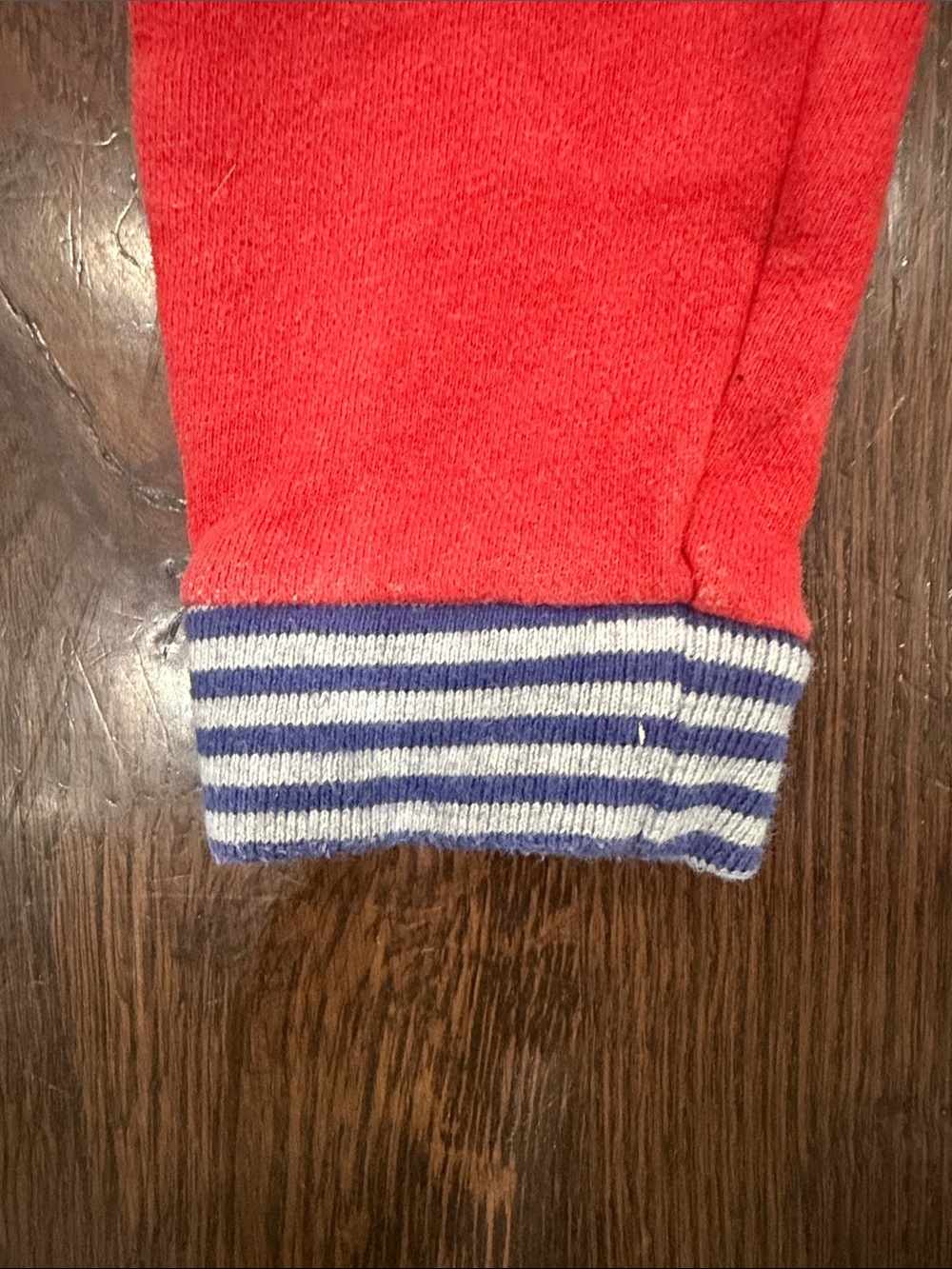 Baby Boden Red Jogger Pants with Blue Striped Cuffs and Star Detail on Backside - Picture 6 of 7